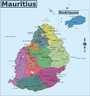Landkarte Mauritius
